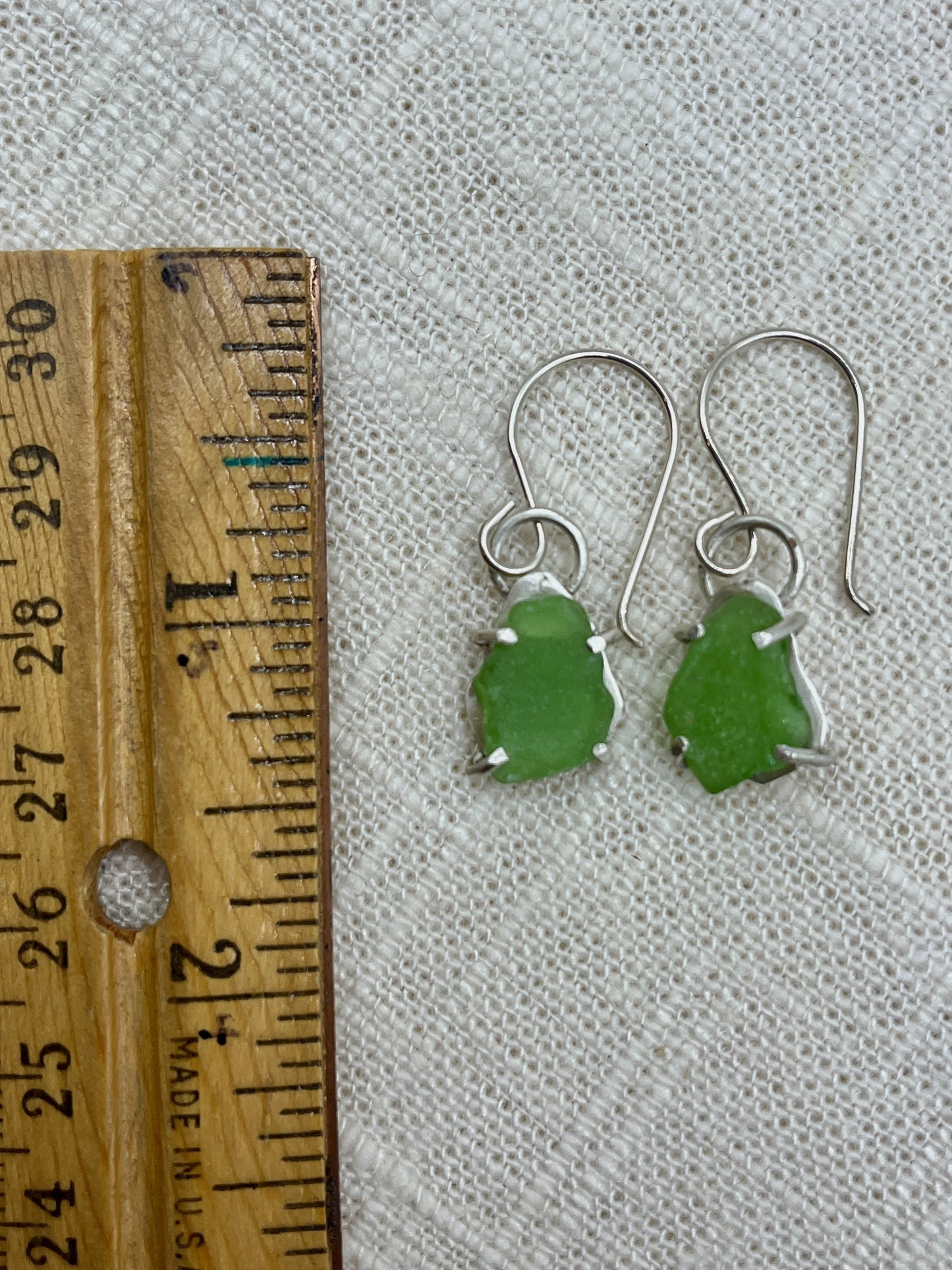 Small Sterling Silver Sea Glass Nugget Earrings