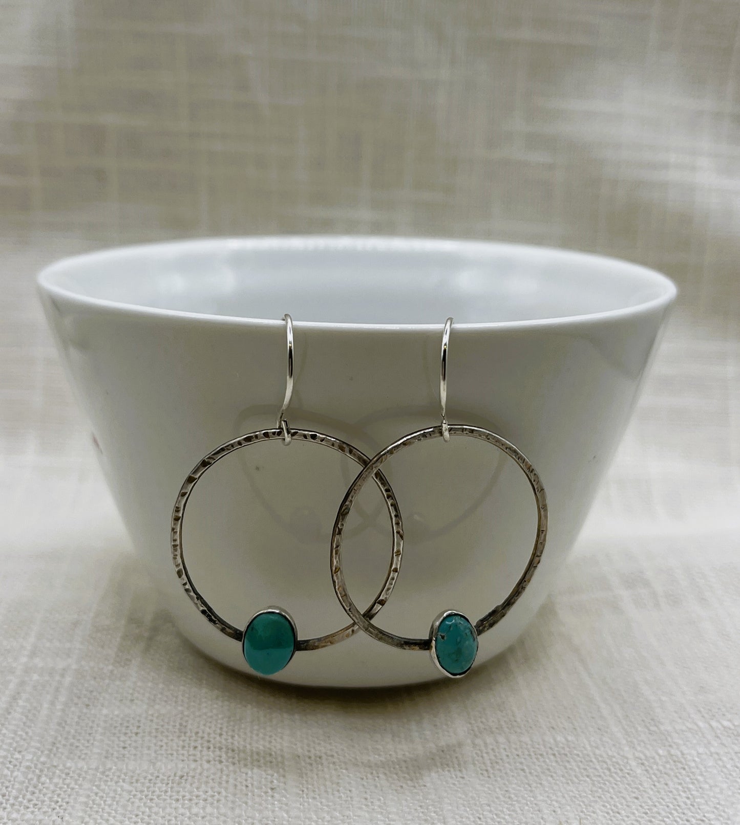 Silver & Turquoise Hoops