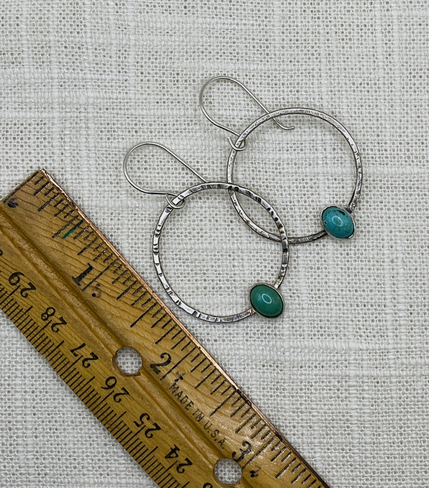 Silver & Turquoise Hoops